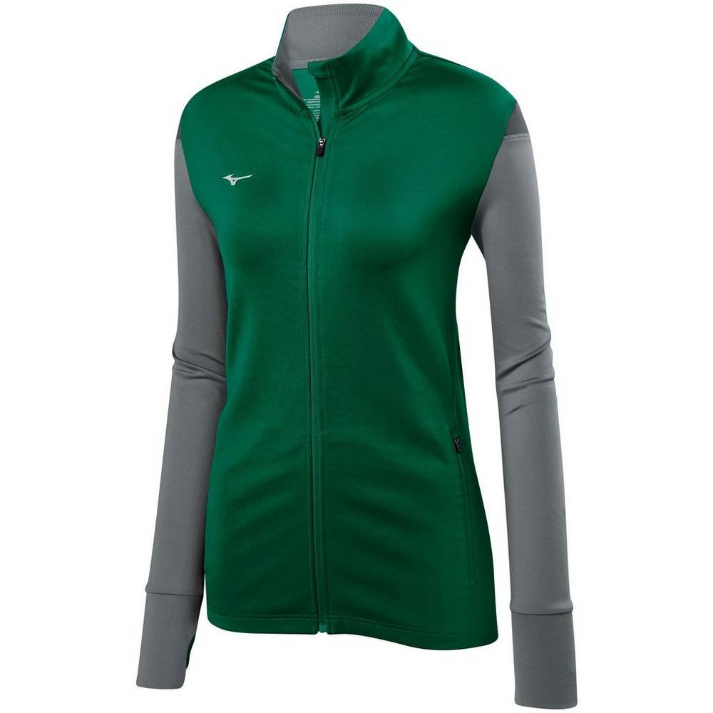 Mizuno Women's Horizon Full Zip Volleyball Jacket Green/Grey (440660-CIN)